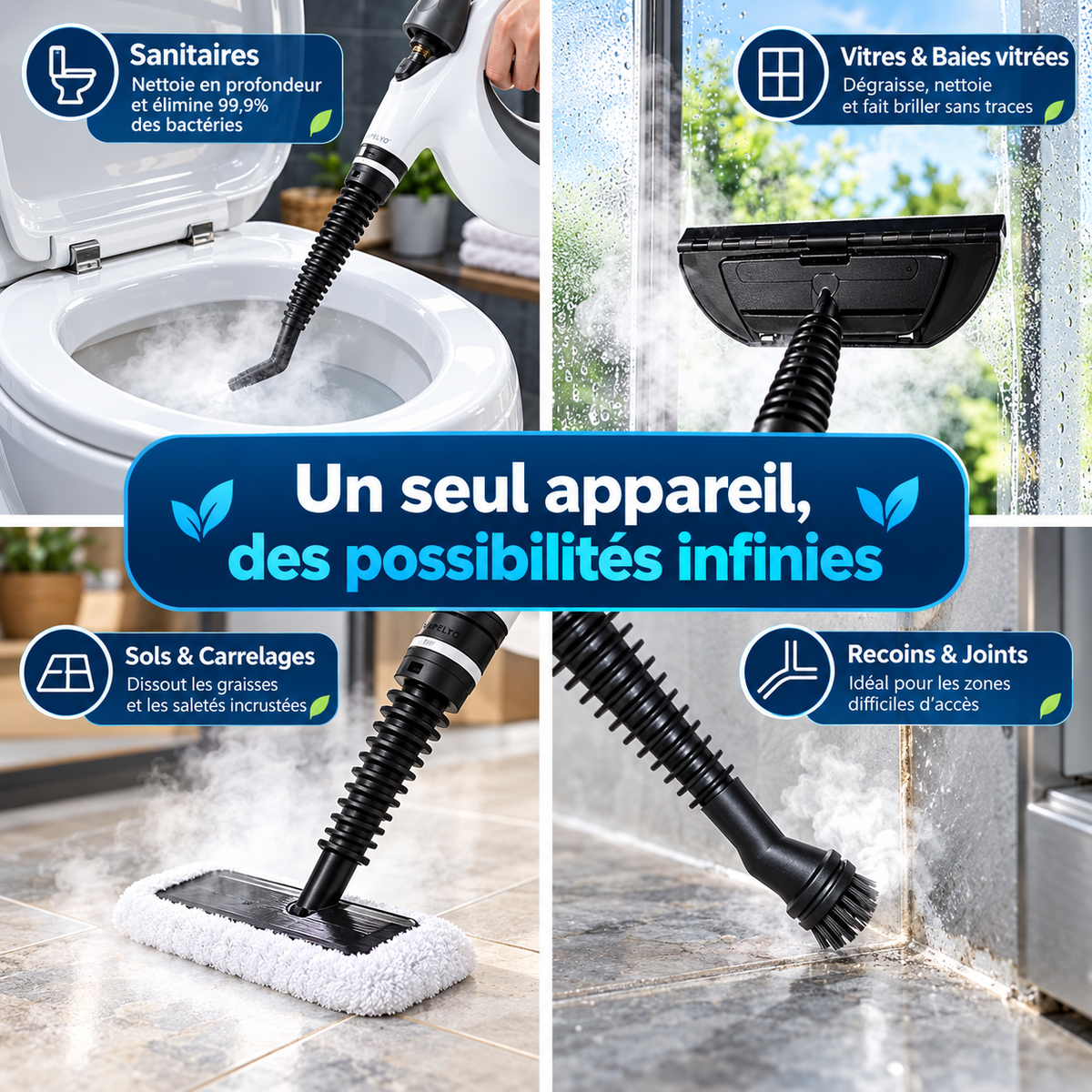VAPELYO™ - Nettoyeur vapeur multi-surfaces